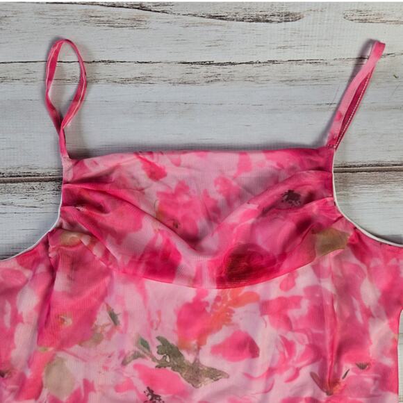 Shein Watercolor Pink Spaghetti Strap Maxi Dress Sz XL - Picture 2 of 4